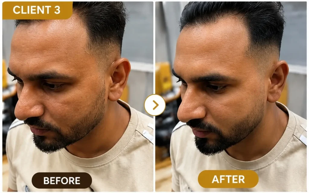 Client 3 before and after