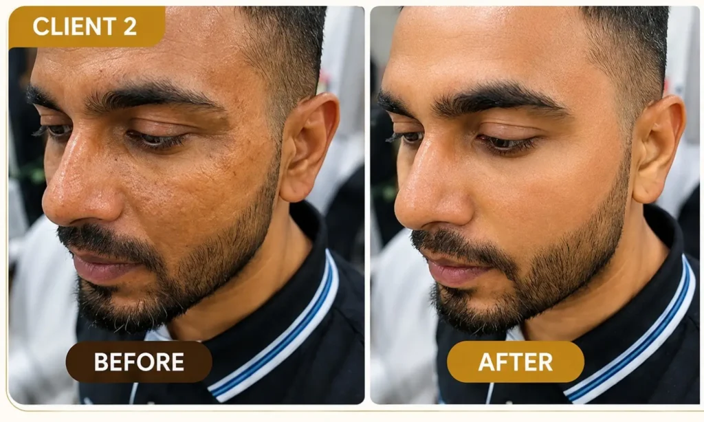 Client 2 before and after